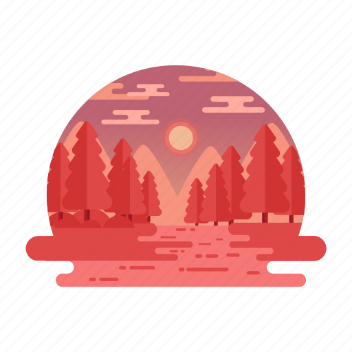 Forest sunset, forest landscape, nature landscape, nature view, woodland landscape icon - Download on Iconfinder