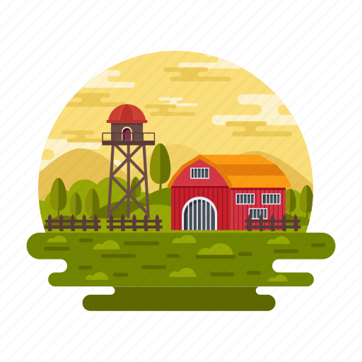 Village landscape, country house, rural area, countryside landscape, farmhouse icon - Download on Iconfinder