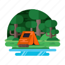 camping landscape, campsite, forest camping, campground, encampment