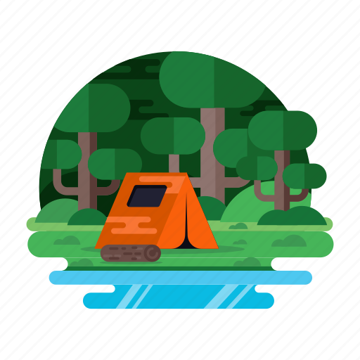 Camping landscape, campsite, forest camping, campground, encampment icon - Download on Iconfinder