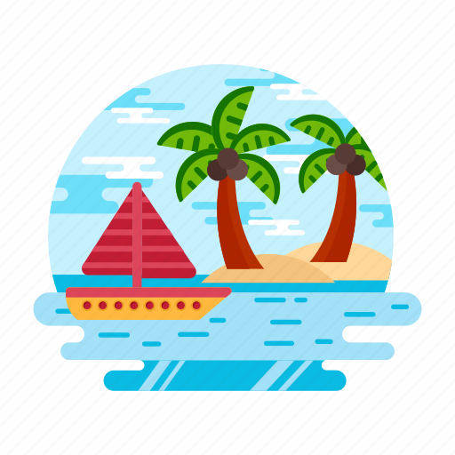 Summer landscape, beach landscape, sailboat, sea landscape, beach view icon - Download on Iconfinder