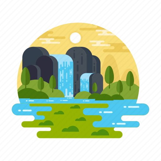 Waterfall landscape, waterfall, waterfall view, water cascade, mountains waterfall icon - Download on Iconfinder