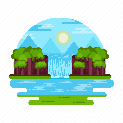 Waterfall landscape, waterfall view, water cascade, tropical waterfall, nature landscape icon - Download on Iconfinder
