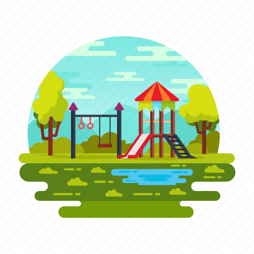 Play area, kids playground, playing field, park landscape, parkland icon - Download on Iconfinder