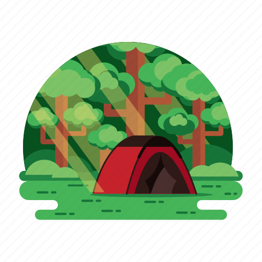Camping landscape, campsite, tent, campground, encampment icon - Download on Iconfinder