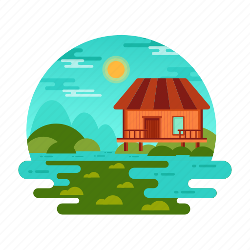Seashore house, sea house, seaside house, sea landscape, sea view icon - Download on Iconfinder
