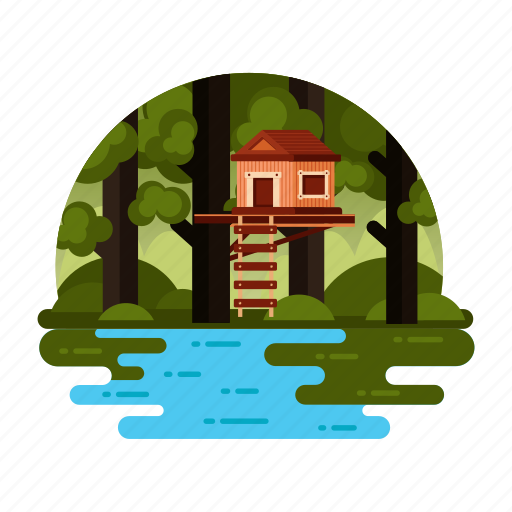 Tree home, tree house, tree cabin, lodge, wooden house icon - Download on Iconfinder
