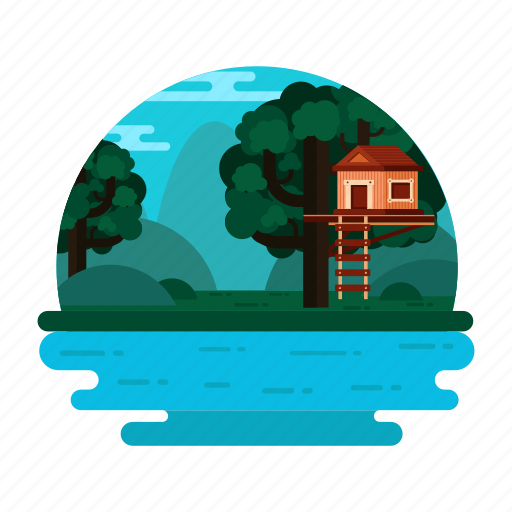 Tree home, tree house, tree cabin, wooden house, lodge icon - Download on Iconfinder
