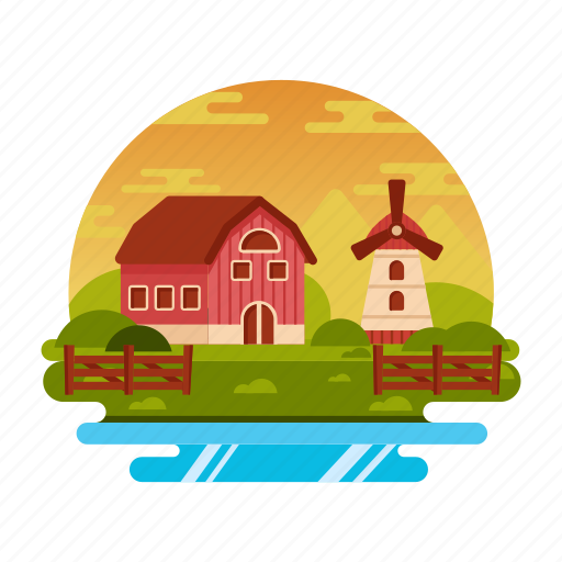 Farmhouse landscape, country house, countryside, rural area, residential place icon - Download on Iconfinder