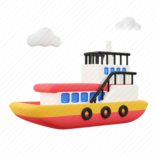 Boat, yacht, travel, ship, sea, ocean, water 3D illustration - Download on Iconfinder