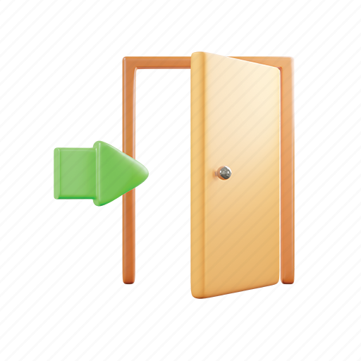 Exit, arrow, close, logout, door, cancel 3D illustration - Download on Iconfinder