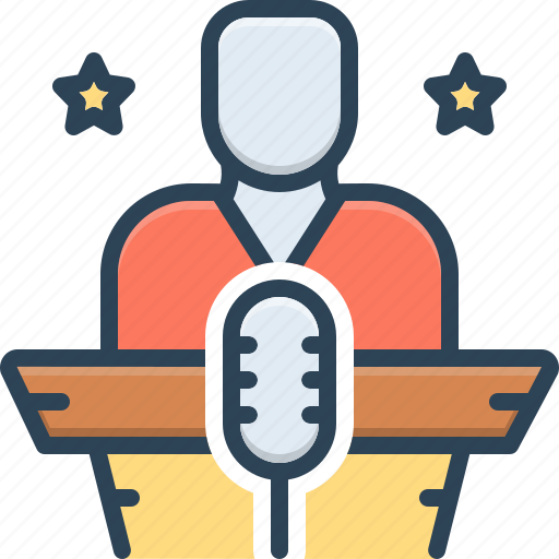 Entertainer, host, introduce, organization, present, speech, throw a party icon - Download on Iconfinder
