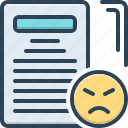 document, grievance, accusation, checklist, complaint, jeremiad, feedbacks