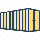 enclosed, boxed, cargo, container, appended, contained