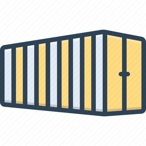 Enclosed, boxed, cargo, container, appended, contained icon - Download on Iconfinder