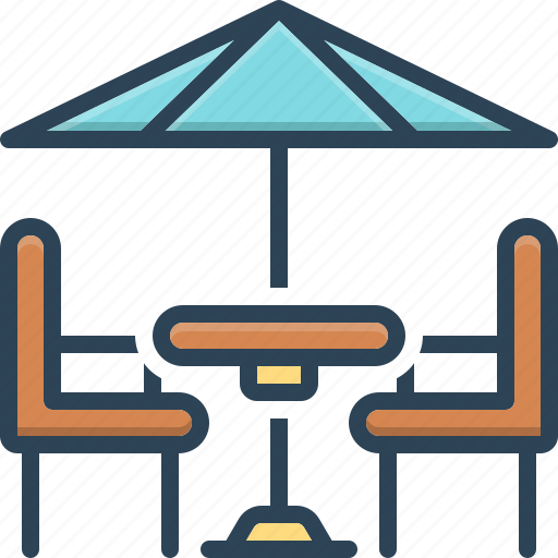 Terrace, cafe, restaurant, table, furniture, parasol, cafeteria icon - Download on Iconfinder