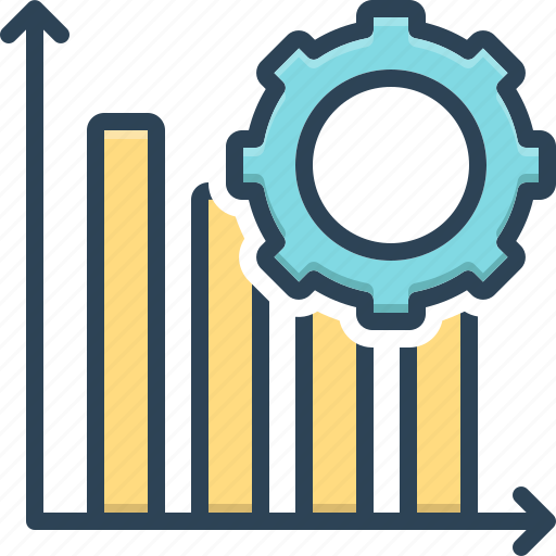 Productivity, strategy, performance, cogwheel, increase, product, bar chart icon - Download on Iconfinder