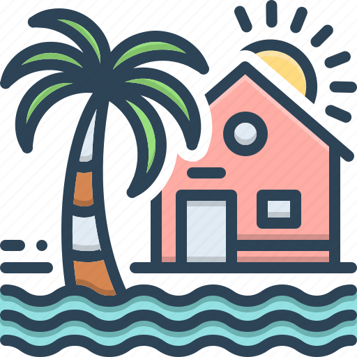 Beach, beach house, coastal, house, maldives, resort, tree icon - Download on Iconfinder