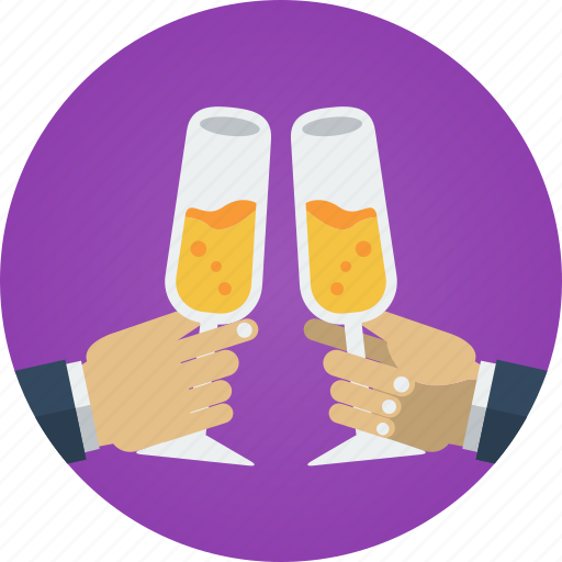 Champagne, drink, glasses, hands, salute, toast icon - Download on Iconfinder