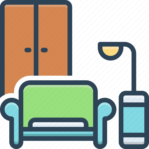 Furnishings, interior, armchair, furniture, garniture, comfortable, living room icon - Download on Iconfinder