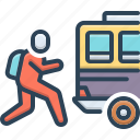 chase, pursue, chasing, passenger, hurrying, transport, run after, catch bus