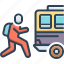 chase, pursue, chasing, passenger, hurrying, transport, run after, catch bus 