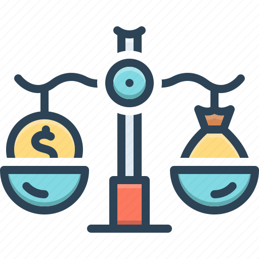Comparison, equity, scales, balance, equilibrium, similarity, weighing up icon - Download on Iconfinder