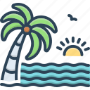 arise, beach, coconut, environment, island, palm tree, water wave