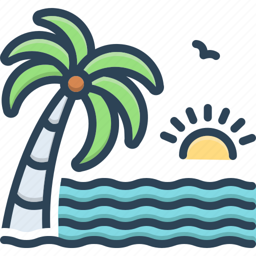 Arise, beach, coconut, environment, island, palm tree, water wave icon - Download on Iconfinder