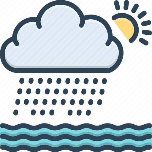 Densely, heavily, rainfall, storm, sun, wave, weather icon - Download on Iconfinder