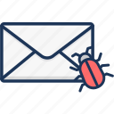 bug, email, envelope, mail, message, spam