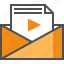 communication, envelope, mail, message, video, video mail 