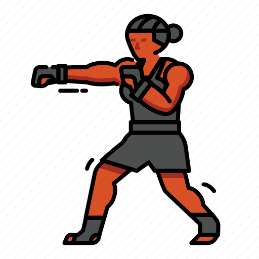 Mma, boxer, woman, punch, kick, fight, exercise icon - Download on Iconfinder