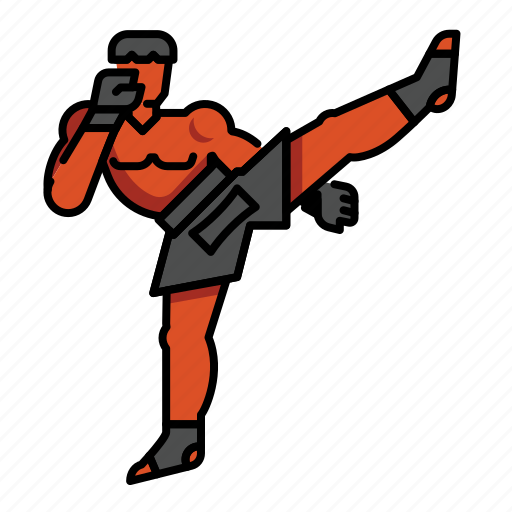 Mma, fight, high, kick, muay, thai, boxer icon - Download on Iconfinder