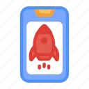 mobile launch, star up, launch app, rocket, smartphone