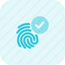 fingerprint, tick mark, approved, biometric