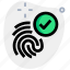 fingerprint, mobile, approved, tick mark 