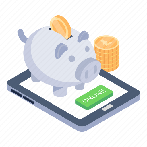 Piggy savings, mobile piggy bank, penny bank, mobile savings, money box illustration - Download on Iconfinder