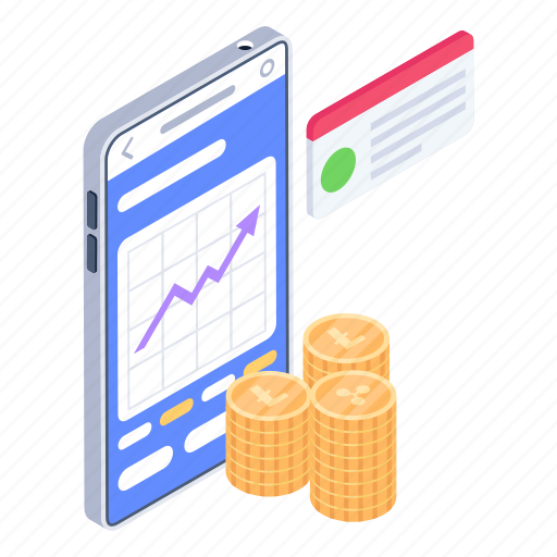 Mobile analytics, financial analytics, online chart, mobile financial statistics, cryptocurrencies chart illustration - Download on Iconfinder