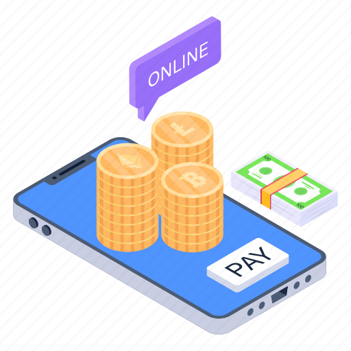 Digital currencies, online banking app, financial app, digital money, mobile payment illustration - Download on Iconfinder