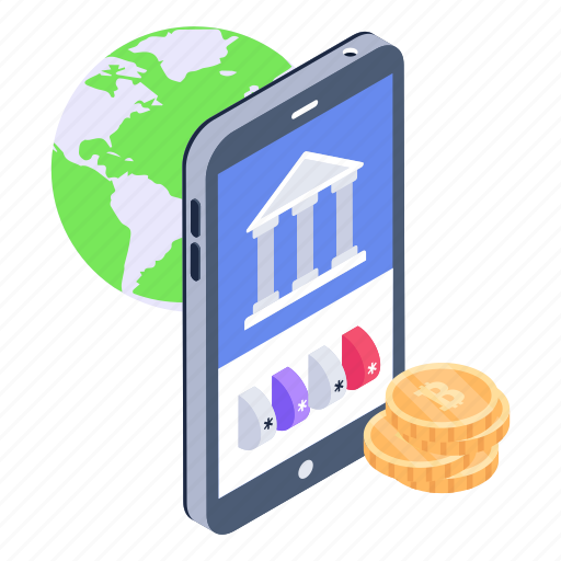 Banking app, global banking, online banking, digital banking, global app illustration - Download on Iconfinder