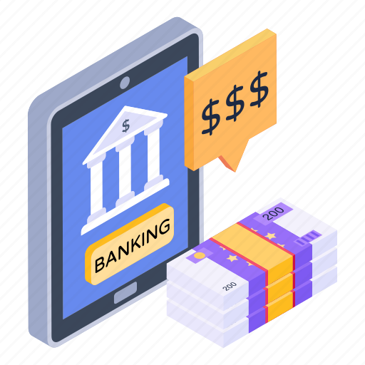 Banking app, online banking, banking message, mobile banking, digital banking illustration - Download on Iconfinder