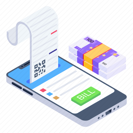 Online bill, mobile bill, mobile invoice, online receipt, mobile receipt illustration - Download on Iconfinder