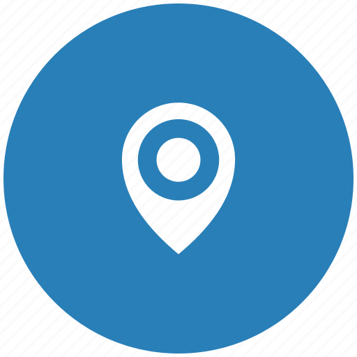 Blue, geo, navigation, place, pointer, round icon - Download on Iconfinder