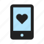 cellphone, device, heart, like, love, mobile, smartphone 