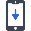 arrow, down, download, mobile, phone, smart phone 