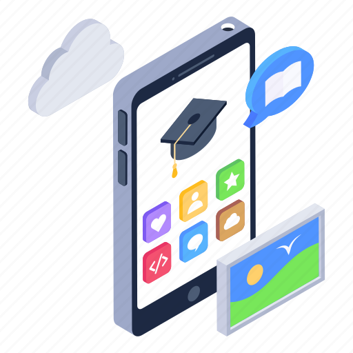 Mobile learning, online education, learning interface, mobile education, cloud education illustration - Download on Iconfinder