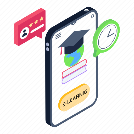 E learning, distance learning app, mobile learning, educational app, global education illustration - Download on Iconfinder