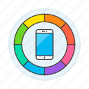 color, media, mobile, phone, smartphone, wheel