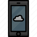 cell, cloud, colour, functions, mobile, phone